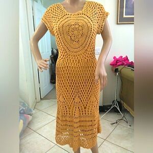 BNWT HANDMADE "Midnight Velvet" CROCHET DRESS SZ. M LINED INCREDIBLE! GORGEOUS